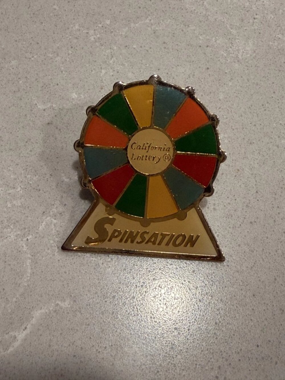 Spinsation California Lottery Pin Spinning Wheel, 1.12 x 1" Size, Clean